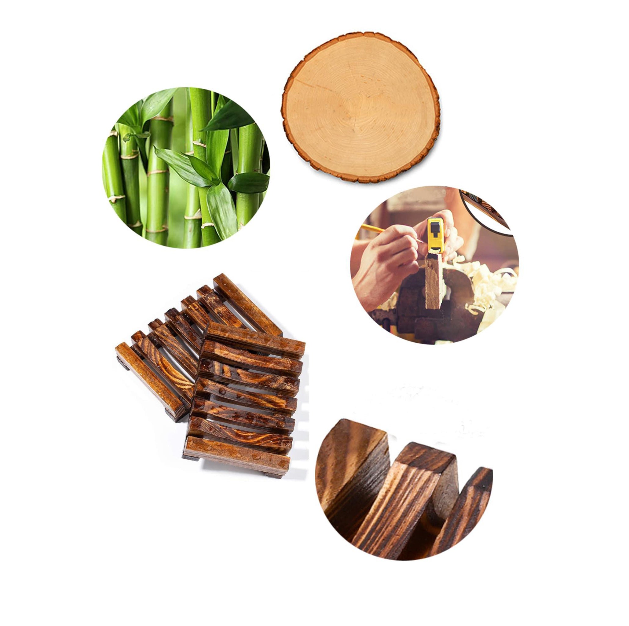 Dark Wooden Soap Case Holder with Drain